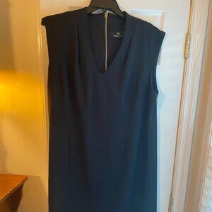 Black Knee Length Cocktail Dress with Gold Zipper Back